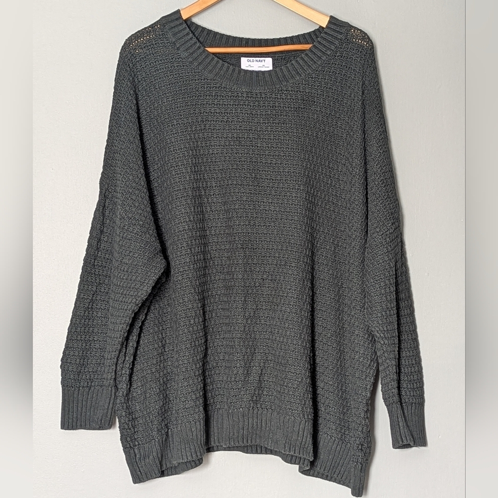 Old Navy Dark Green Waffle-Knit Oversized Women's‎ Sweater